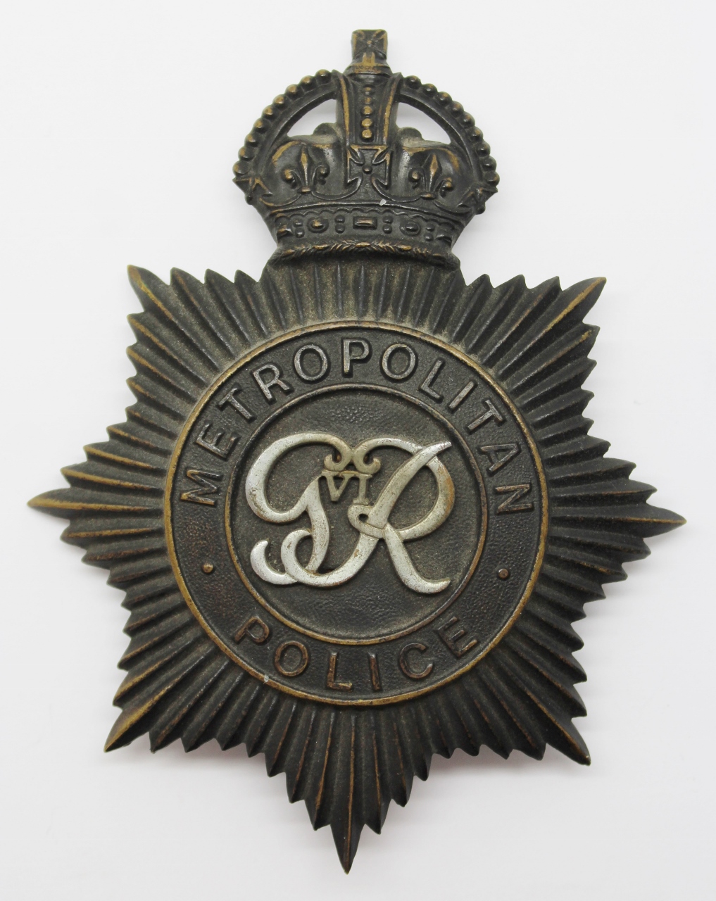 George VI Metropolitan Police Night Helmet Plate