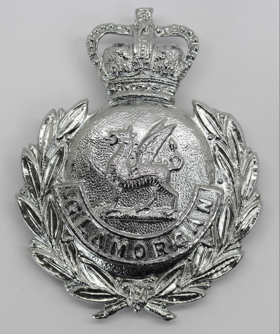 Glamorgan Constabulary Wreath Helmet Plate - Queen's Crown