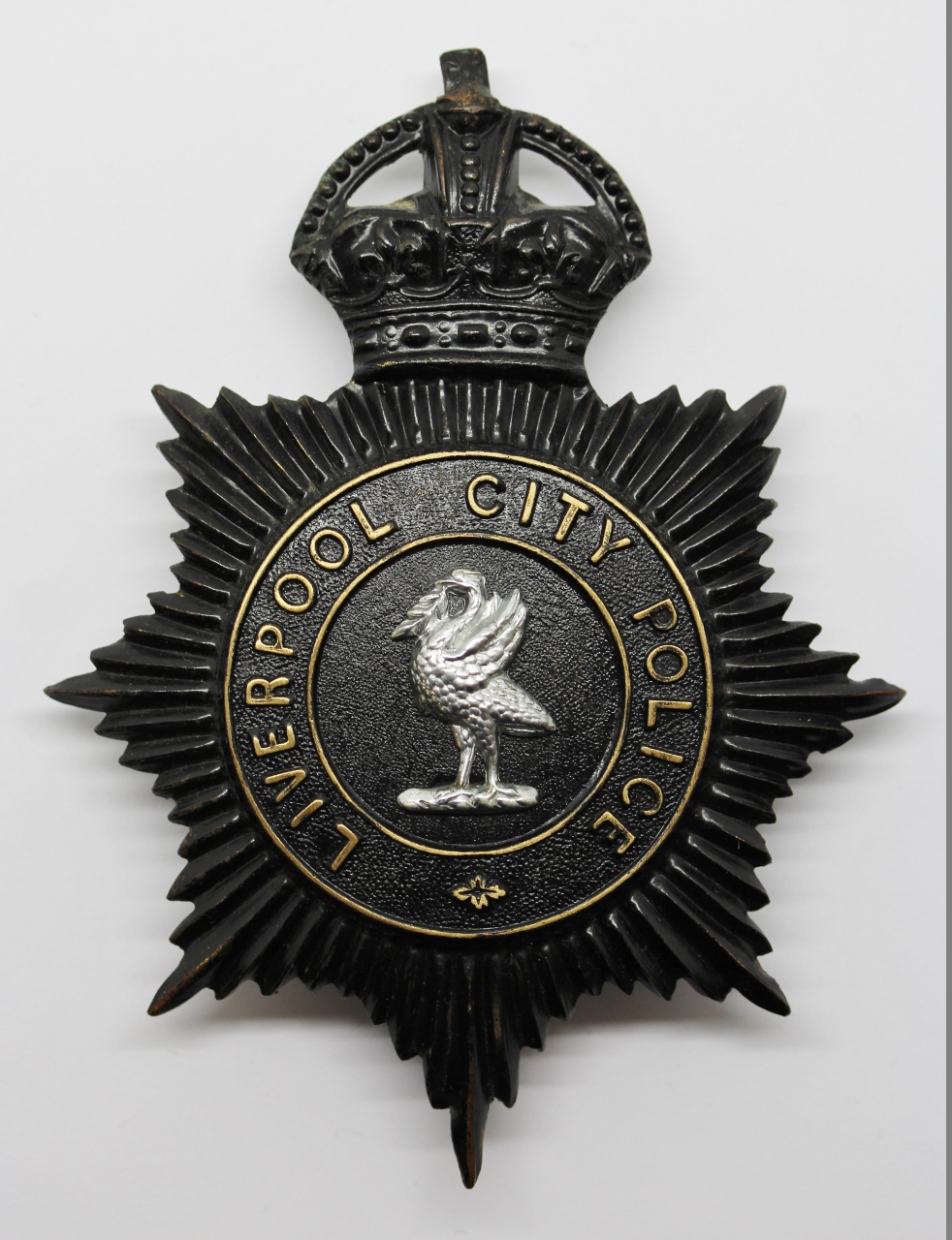 Liverpool City Police Night Helmet Plate - King's Crown