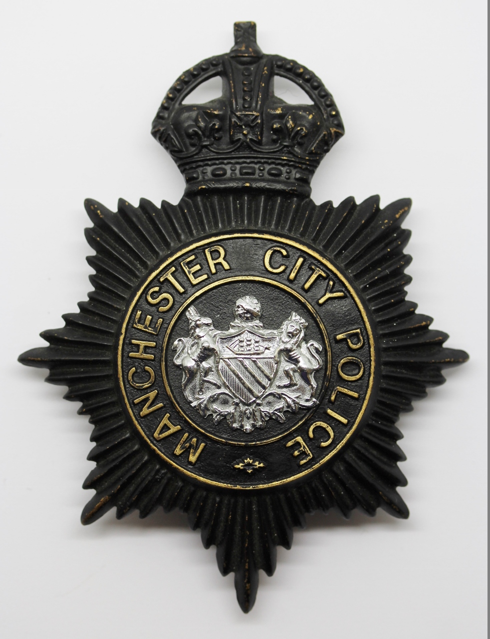 Manchester City Police Night Helmet Plate - King's Crown