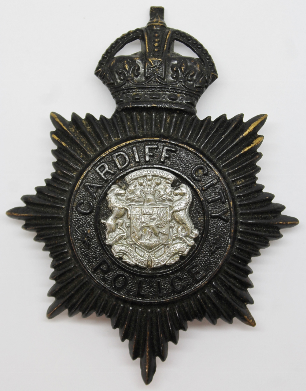 Cardiff City Police Night Helmet Plate - King's Crown