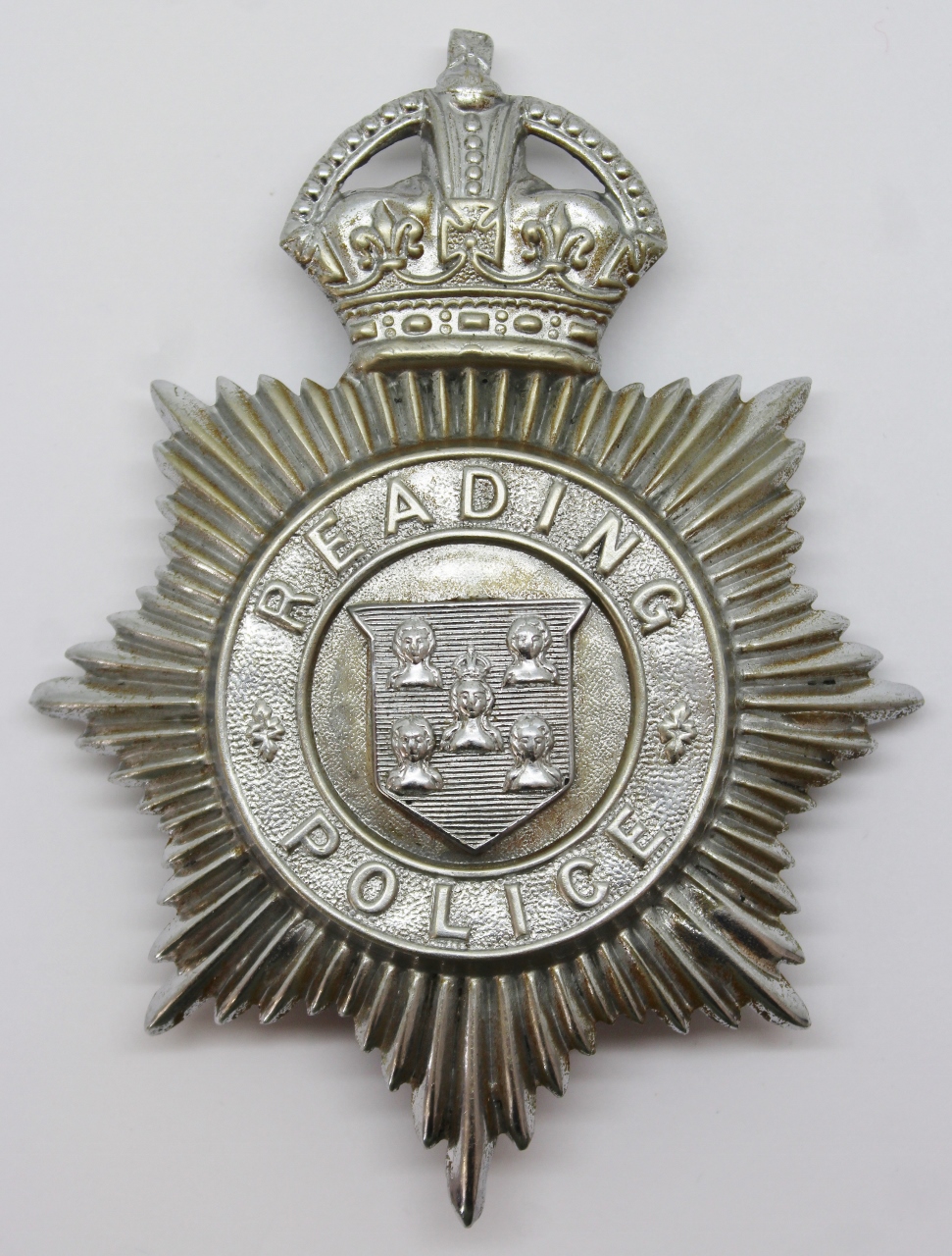 Reading Borough Police Helmet Plate - King's Crown
