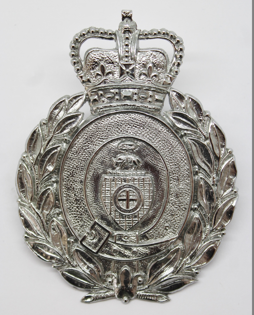 Dewsbury Borough Police Wreath Helmet Plate - Queen's Crown