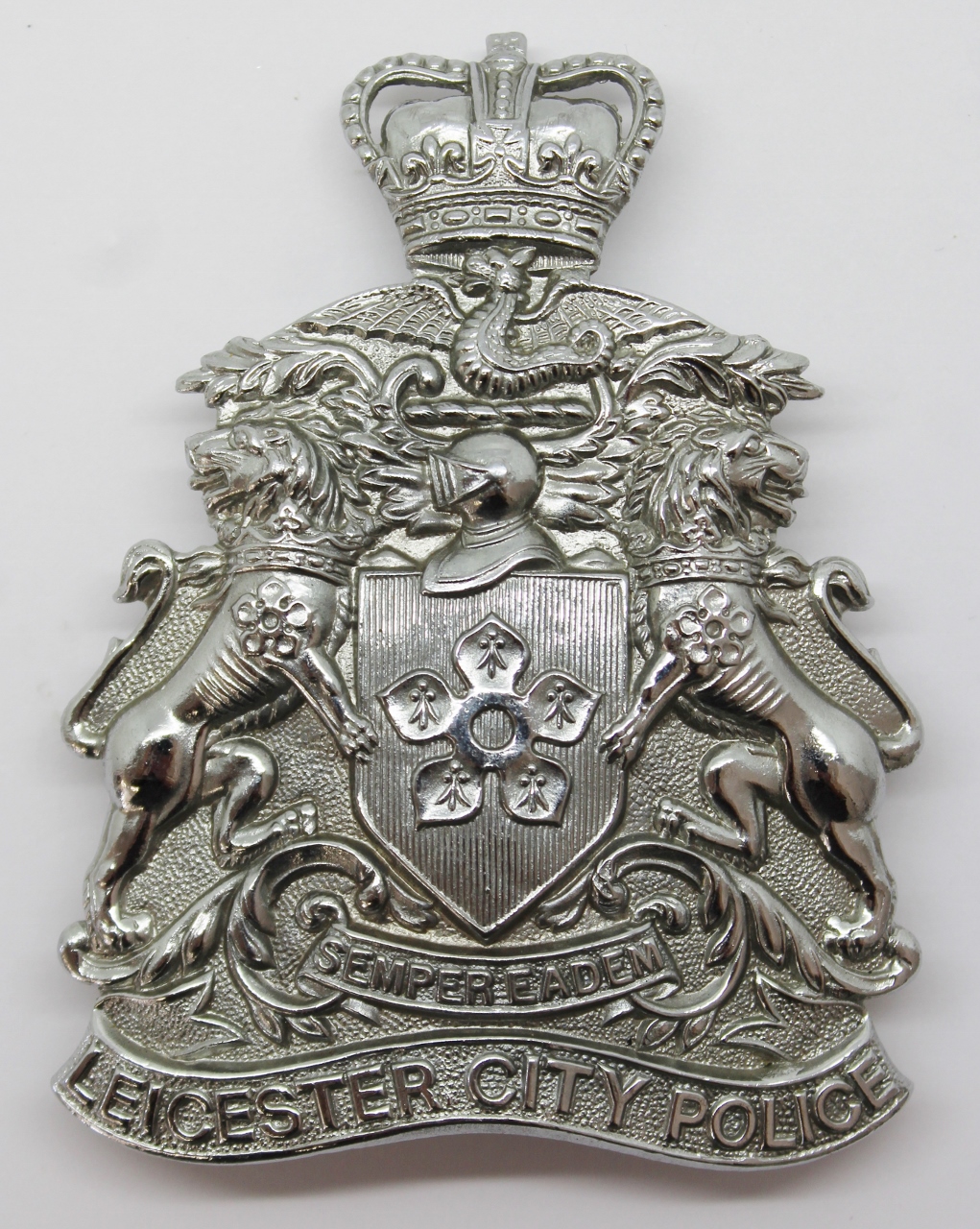 Leicester City Police Helmet Plate - Queen's Crown