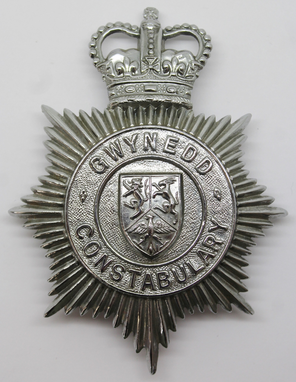 Gwynedd Constabulary Helmet Plate - Queen's Crown