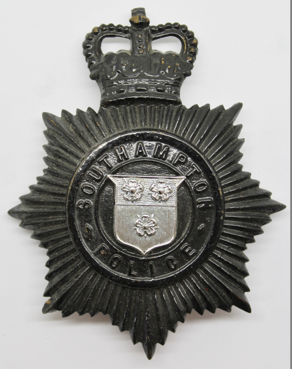 Southampton Police Night Helmet Plate - Queen's Crown