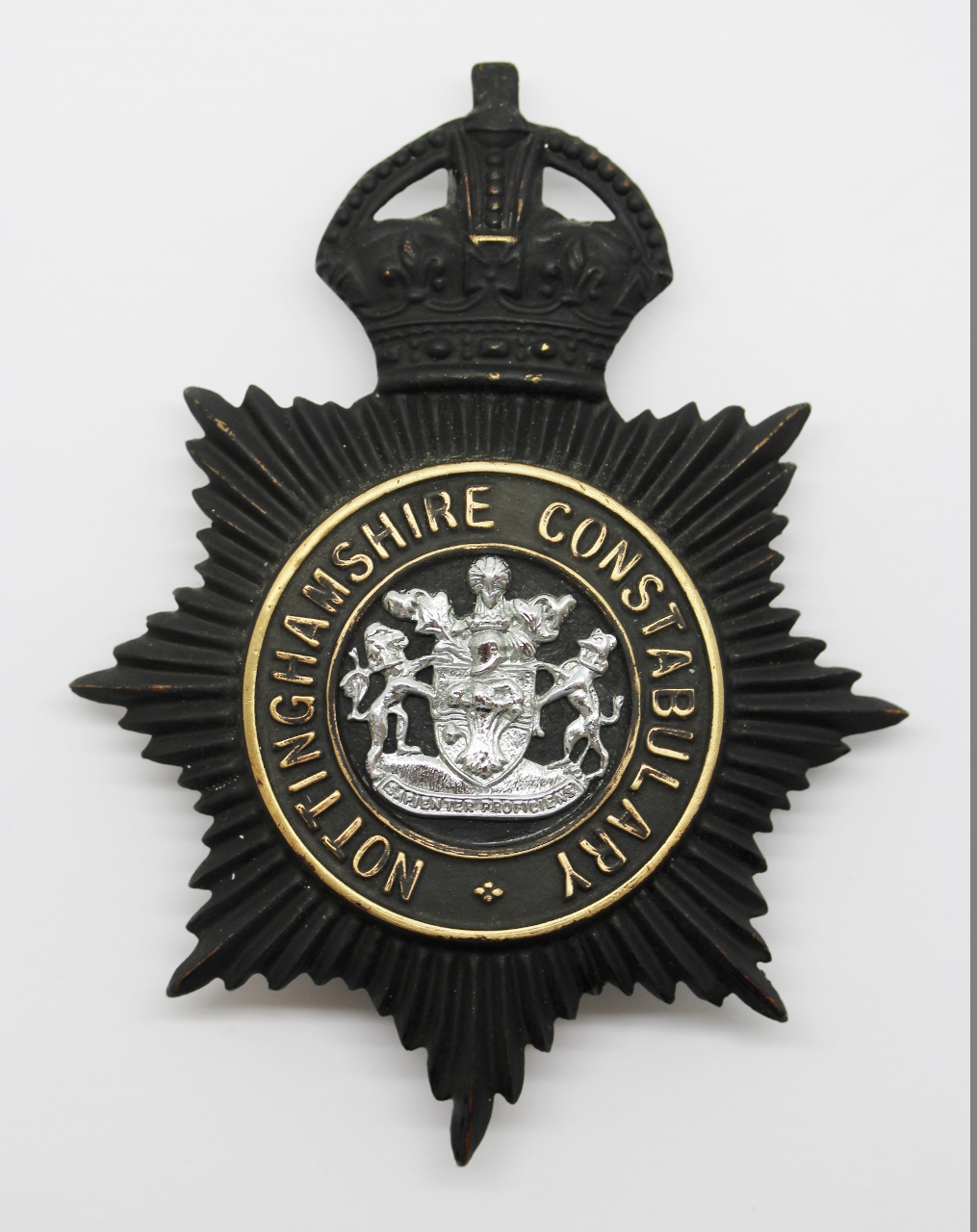 Nottinghamshire Constabulary Night Helmet Plate - King's Crown