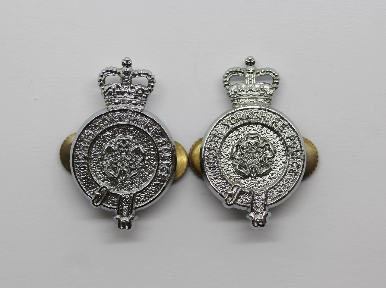 Pair of North Yorkshire Police Collar Badges - Queen's Crown