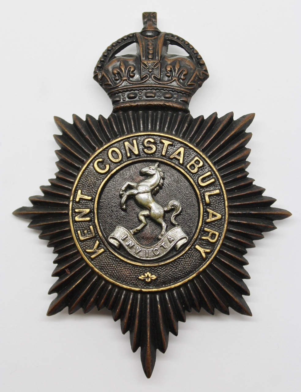 Kent Constabulary Night Helmet Plate - King's Crown