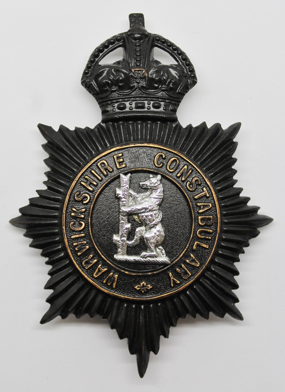 Warwickshire Constabulary Night Helmet Plate - King's Crown