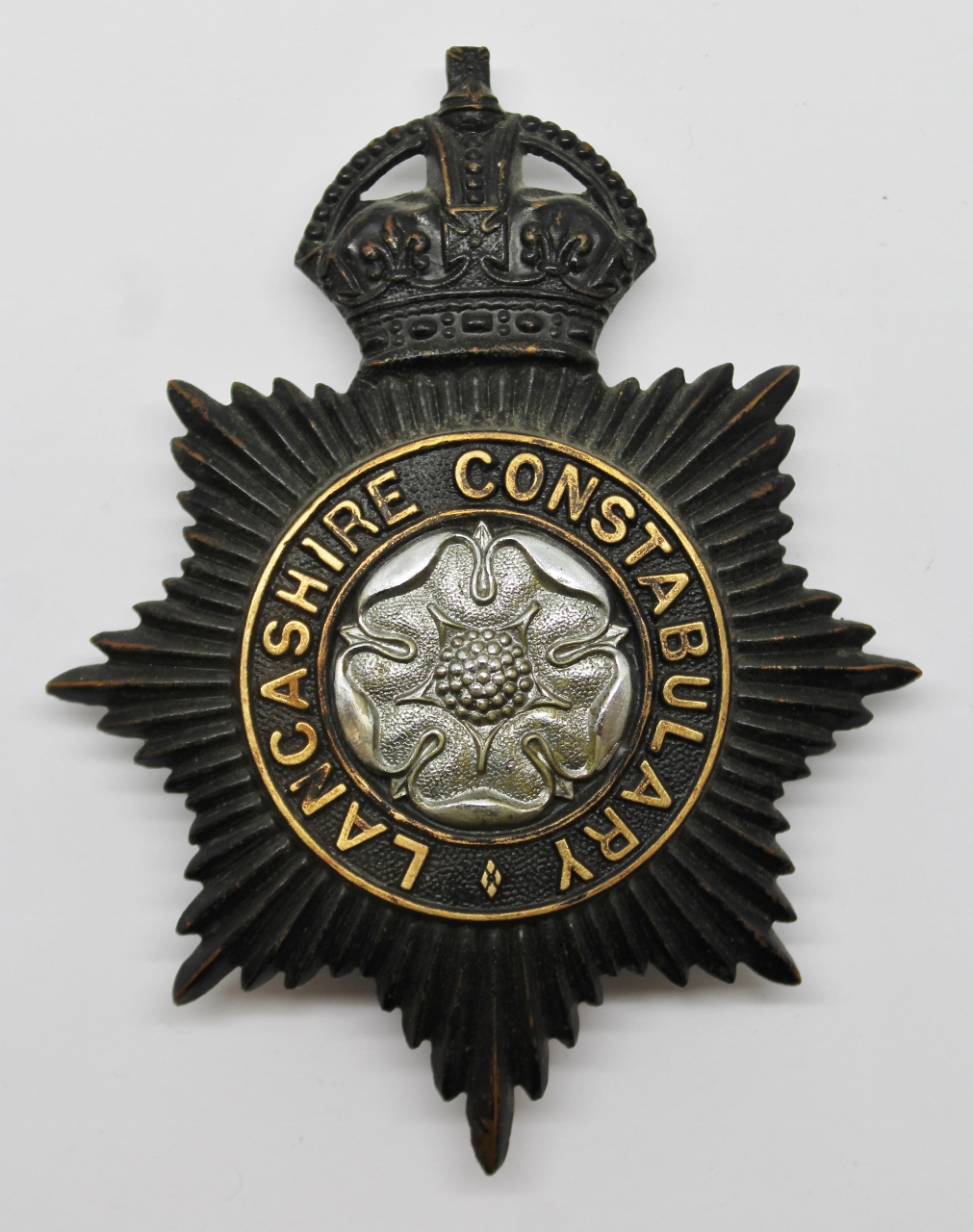 Lancashire Constabulary Night Helmet Plate - King's Crown