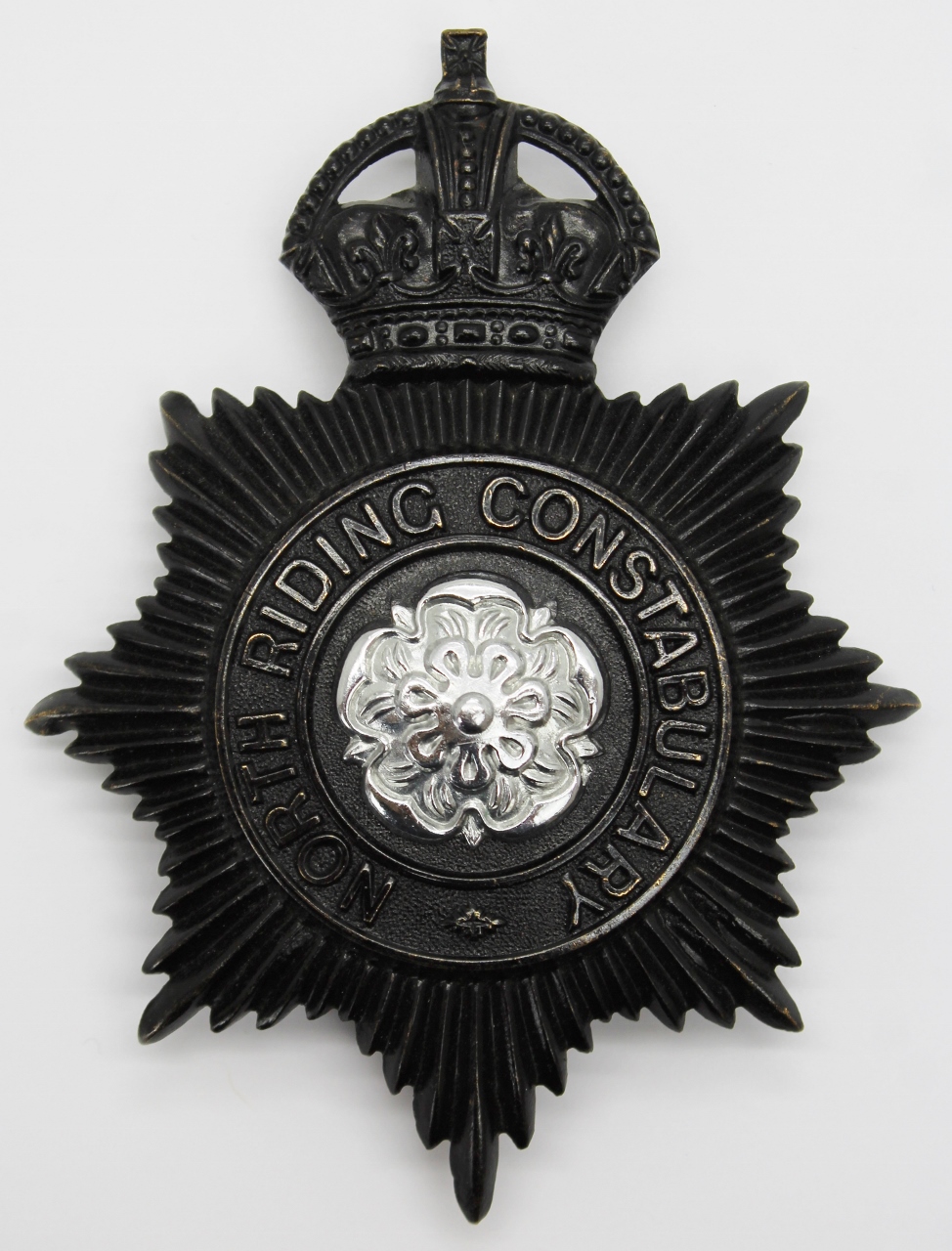 North Riding Constabulary Night Helmet Plate - King's Crown