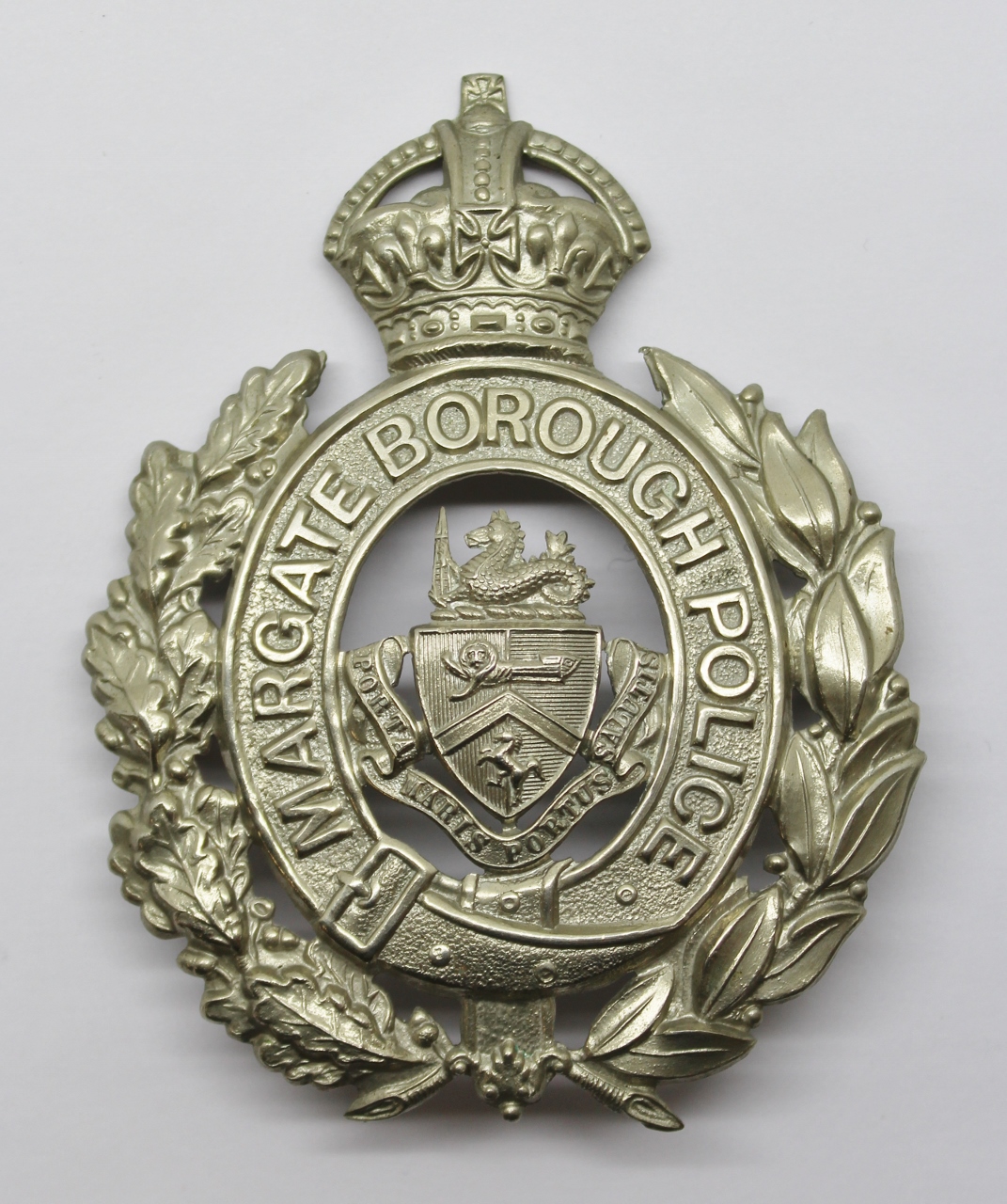 Margate Borough Police Wreath Helmet Plate (Fretted Out Centre) - King's Crown