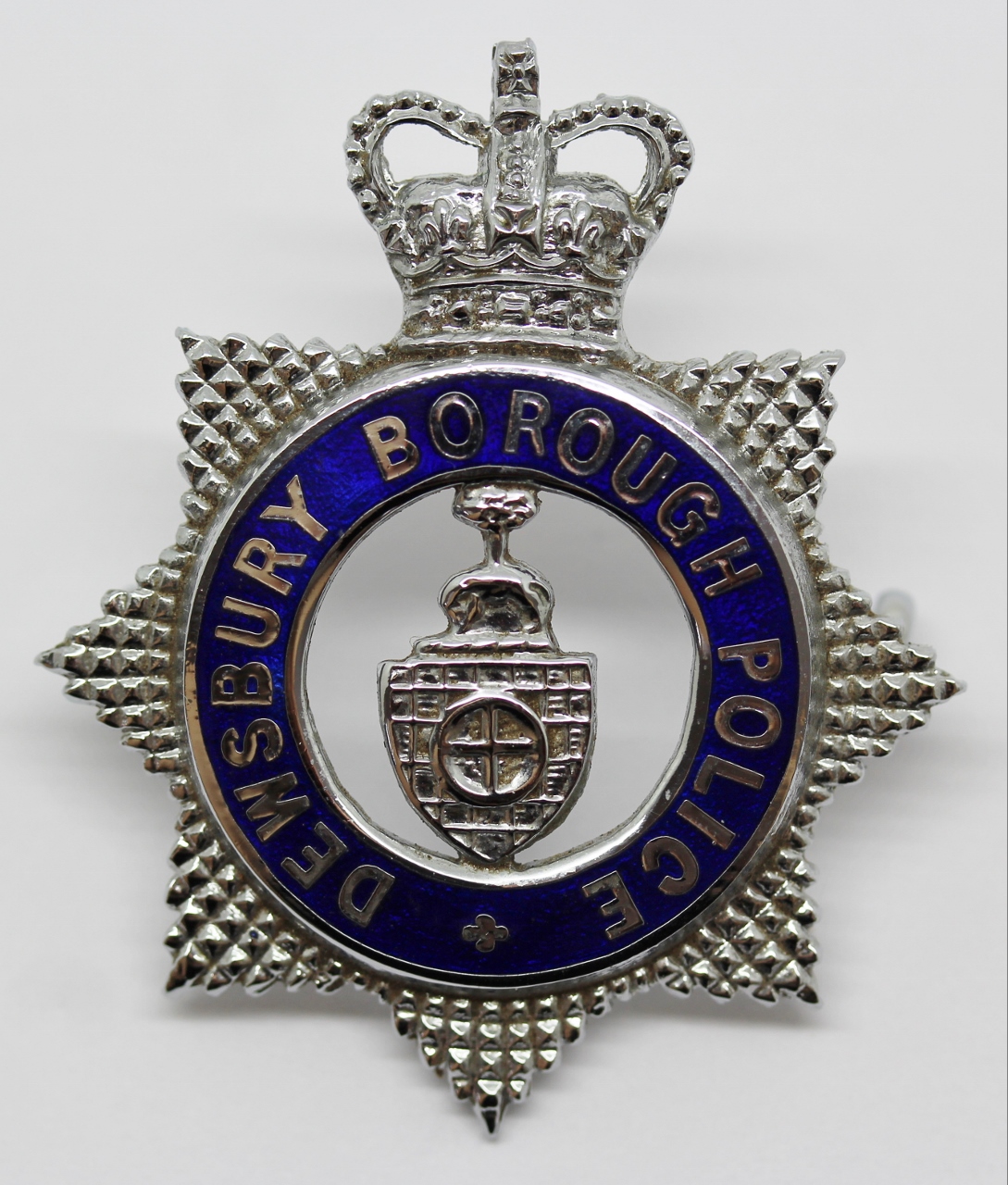 Dewsbury Borough Police Senior Officer's Enamelled Cap Badge - Queen's Crown