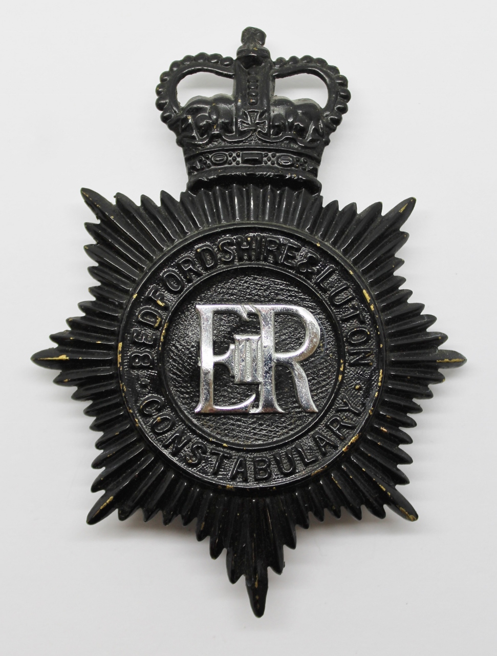 Bedfordshire & Luton Constabulary Night Helmet Plate - Queen's Crown